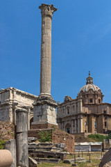 Fototapeta na wymiar Column of Phocas at Roman Forum in city of Rome, Italy