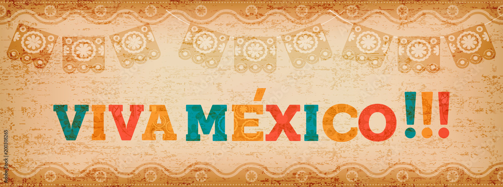 Wall mural viva mexico quote web banner for holiday event