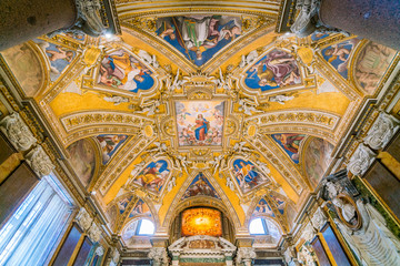 Fresco in the ceiling of the baptistery of the Basilica of Santa Maria Maggiore in Rome, Italy.