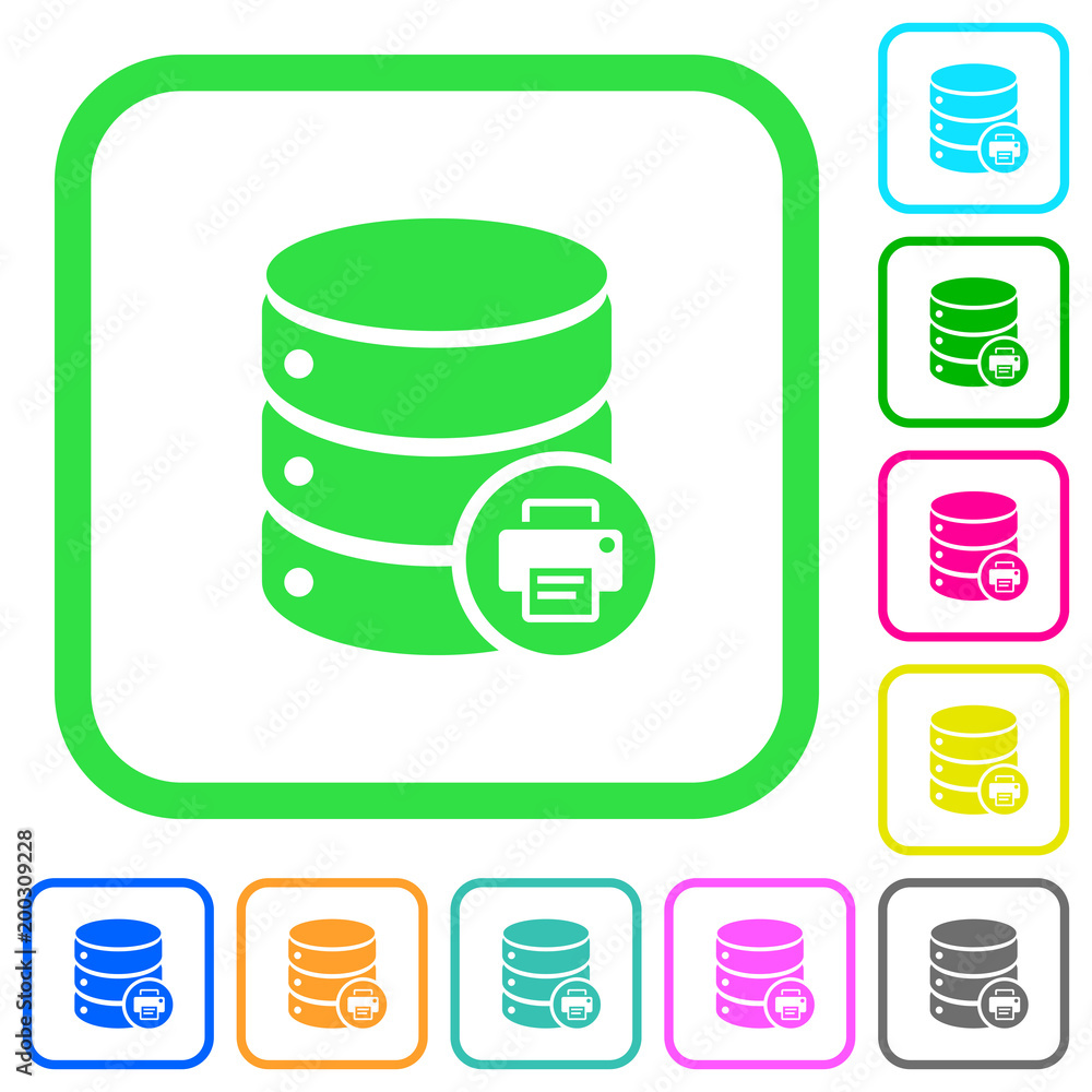 Poster print database data vivid colored flat icons
