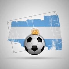 Argentina flag soccer background with grunge flag, football pitch and soccer ball © ink drop
