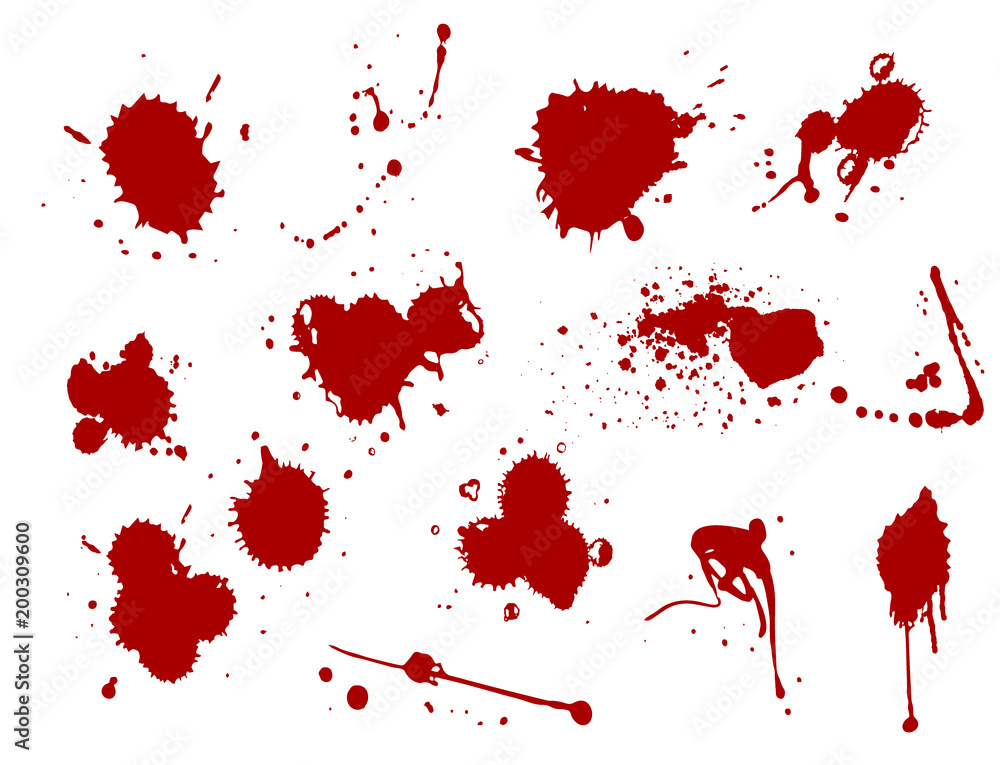 Wall mural blood splat splash spot ink stain blot patch liquid vector illustration