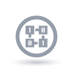 Crypto currency blockchain icon. Virtual currency technology symbol. Block chain software sign in circle outline. Vector illustration.