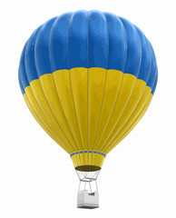 Hot Air Balloon with Ukrainian Flag. Image with clipping path