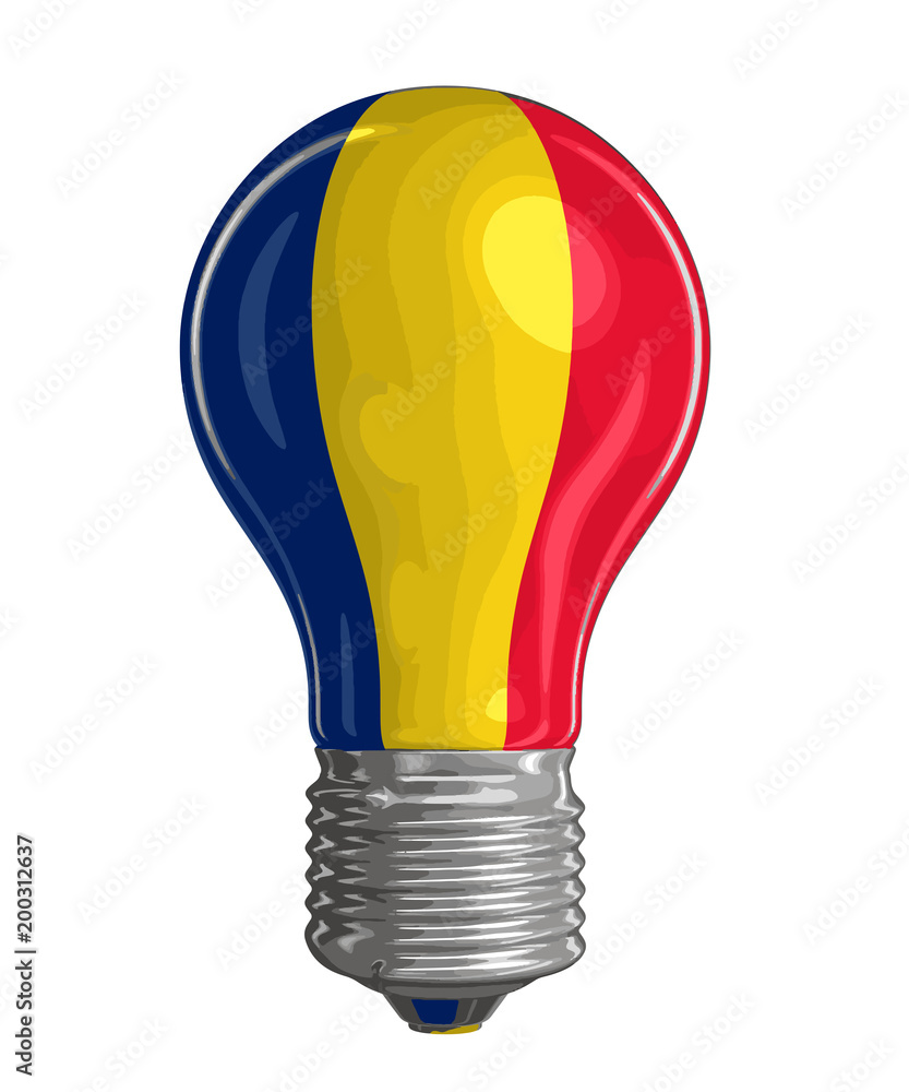 Poster light bulb with romanian flag. image with clipping path