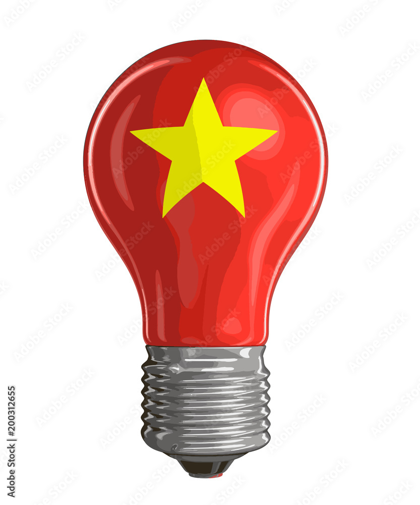 Poster light bulb with vietnamese flag. image with clipping path