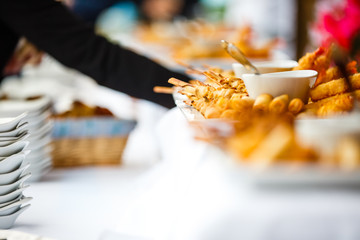 Assorted roll pastry with sauce