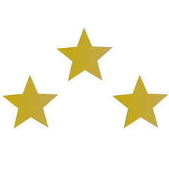 Tres estrellas sobre fondo blanco.