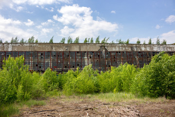 The abandoned old factory building outside