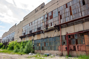 The abandoned old factory building outside