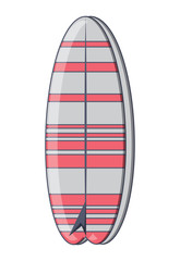 striped surfboard icon over white background, colorful design. vector illustration