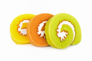 cake roll on white background