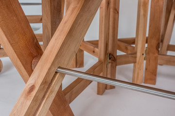 Wooden handmade furniture chair close detail isolated
