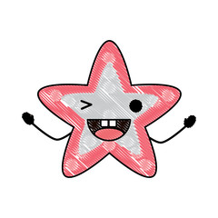 Kawaii sea star wiking an eye over white background, colorful design. vector illustration