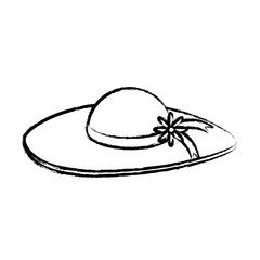 sketch of beach hat over white background, vector illustration