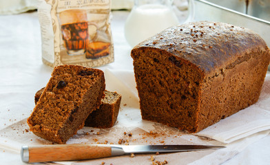 bread black, rye homemade with coriander