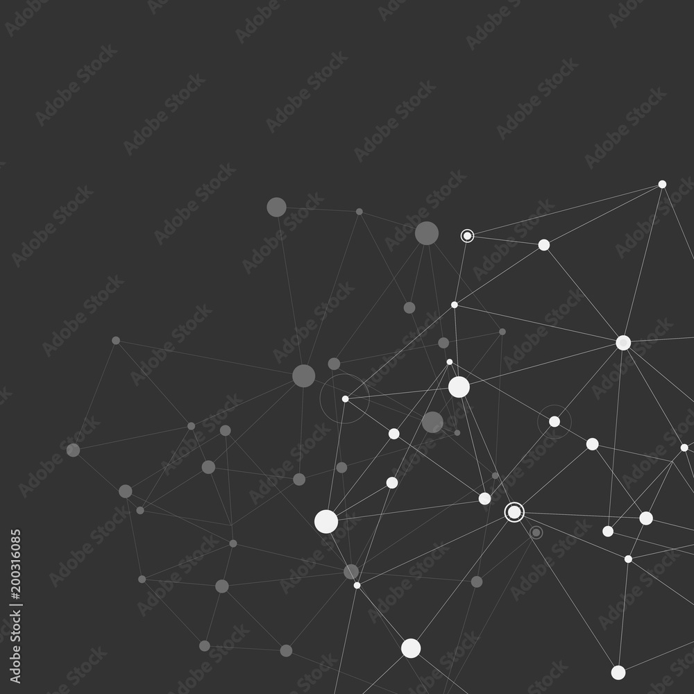 Poster abtract background with connected line and dots