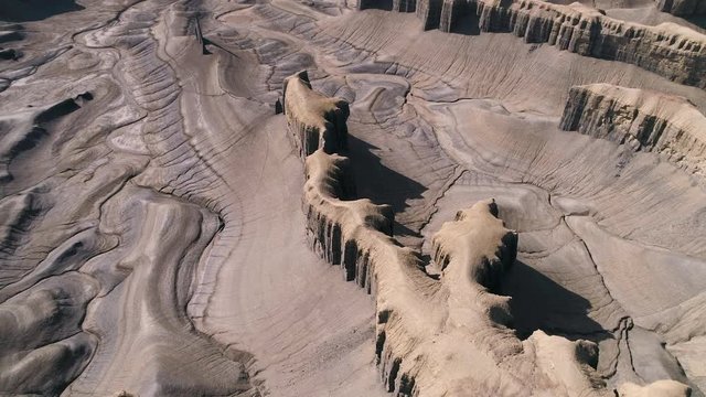 Dry desert terrain in Utah view from the air while flying over the Caineville desert.