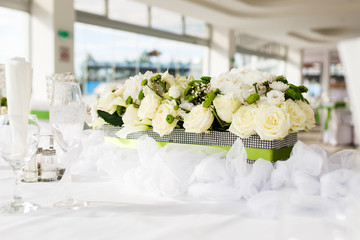 Table Setting At Luxury Wedding Reception Beautiful Flowers On The Table