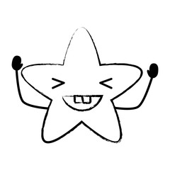 sketch of Kawaii excited sea star icon over white background, vector illustration