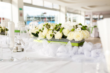 Table Setting At Luxury Wedding Reception Beautiful Flowers On The Table