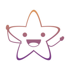 Kawaii excited sea star icon over white background, colorful design. vector illustration