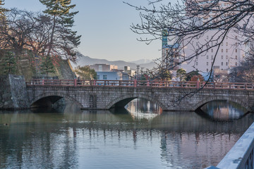 Naklejka premium 秋の福井城跡の風景
