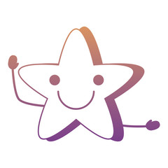 Kawaii excited sea star icon over white background, colorful design. vector illustration