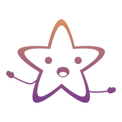 Kawaii surprised sea star icon over white background, colorful design. vector illustration