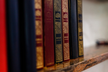 Bookshelf In Islamic Library At Mosque