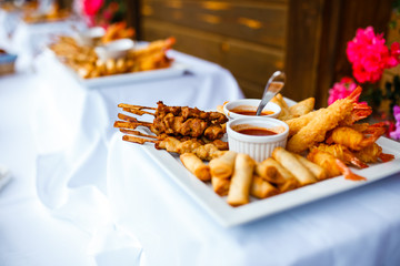 Assorted roll pastry with sauce