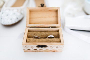 Wedding rings in the classic wooden box