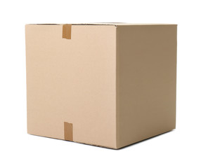 Cardboard box on white background