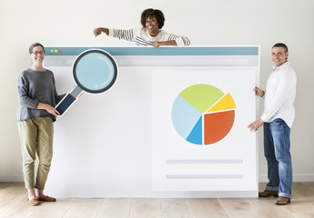 People with internet browser mockup