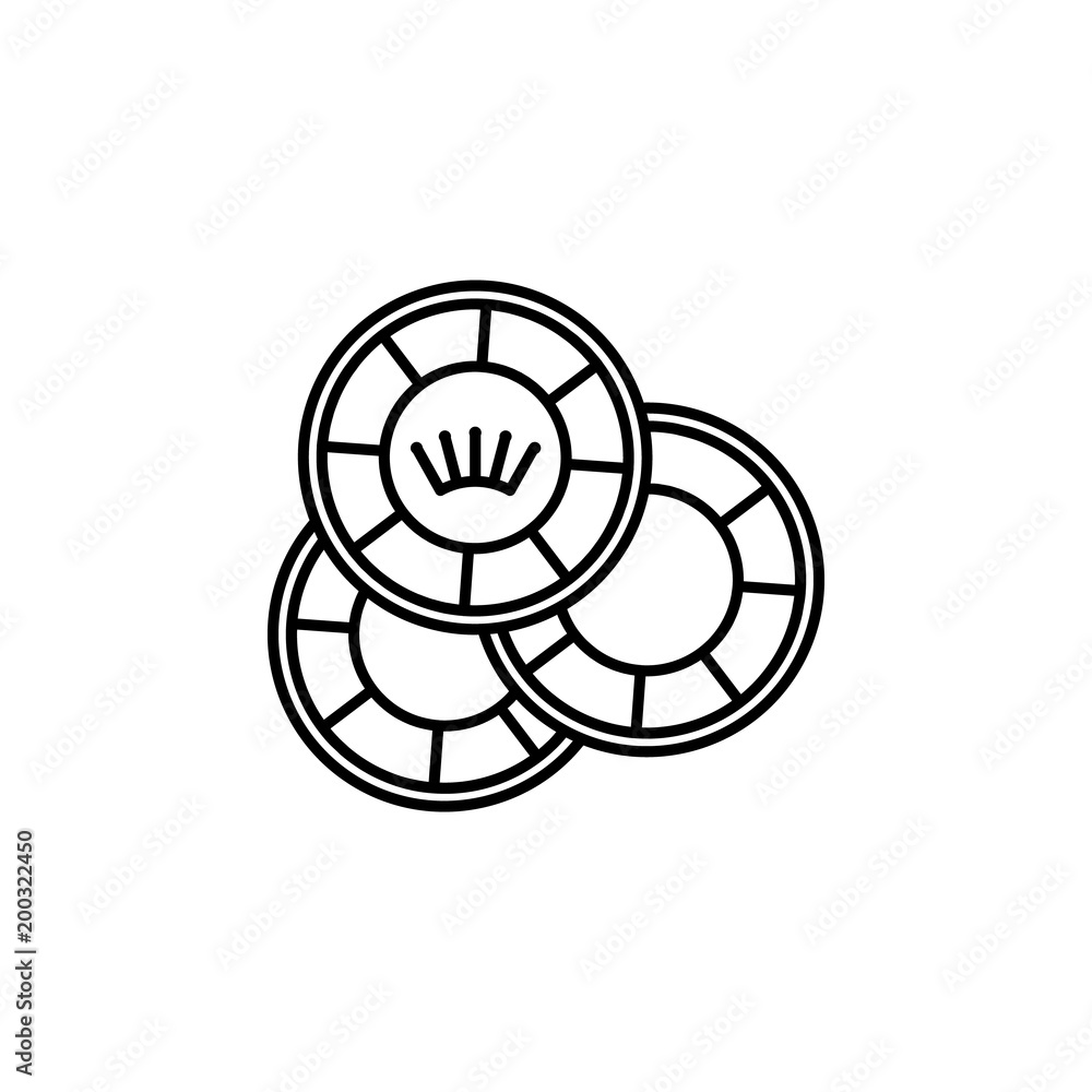 Poster playing chips icon. element of casino for mobile concept and web apps. thin line icon for website de