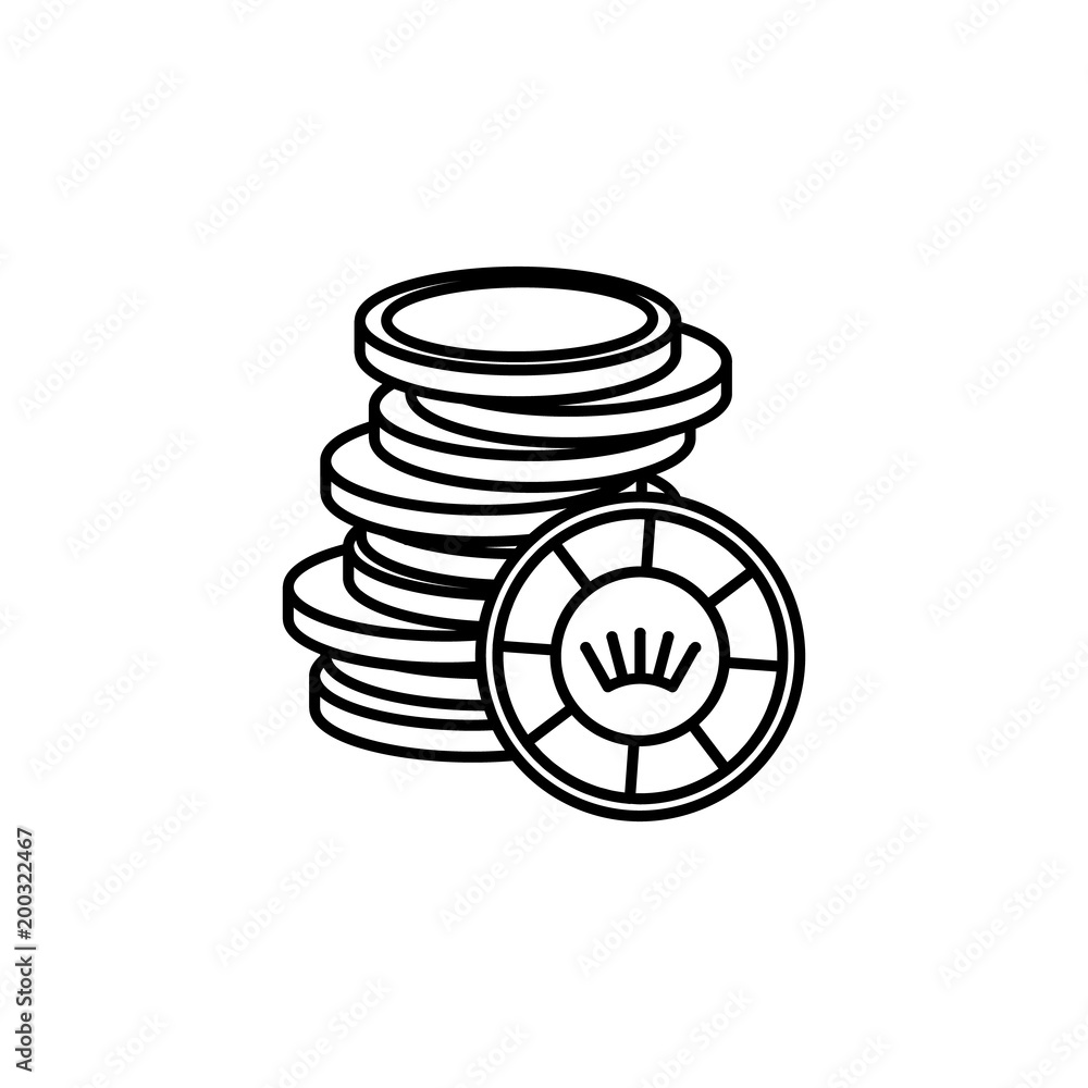 Poster stack of game chips icon. element of casino for mobile concept and web apps. thin line icon for webs
