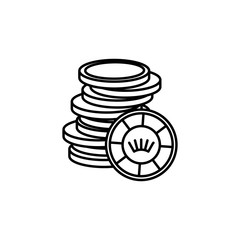 stack of game chips icon. Element of casino for mobile concept and web apps. Thin line  icon for website design and development, app development. Premium icon