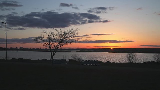 Hackensack River sunset view at the Meadowlands in Secaucus, NJ