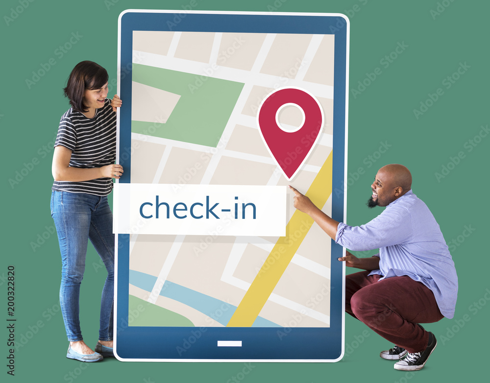 Poster gps navigation map on digital device