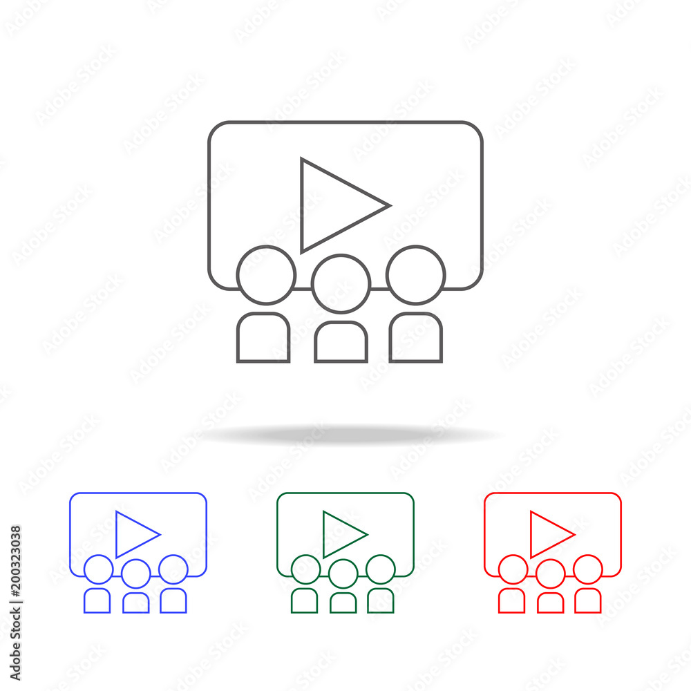 Poster black flat simple icon in style line art. elements of education multi colored icons. premium quality