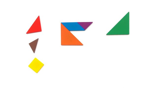 wooden tangram shaped as numbers five six seven eight and night