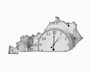 Kentucky KY Clock Time Passing Forward Future 3d Illustration