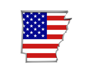 Arkansas AR USA Flag Stars Stripes Map 3d Illustration