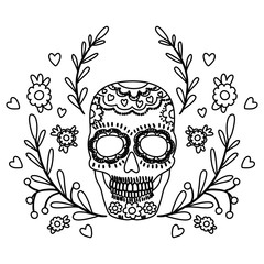 death day skull with wreath