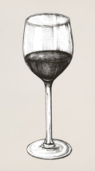 Hand drawn red wine glass