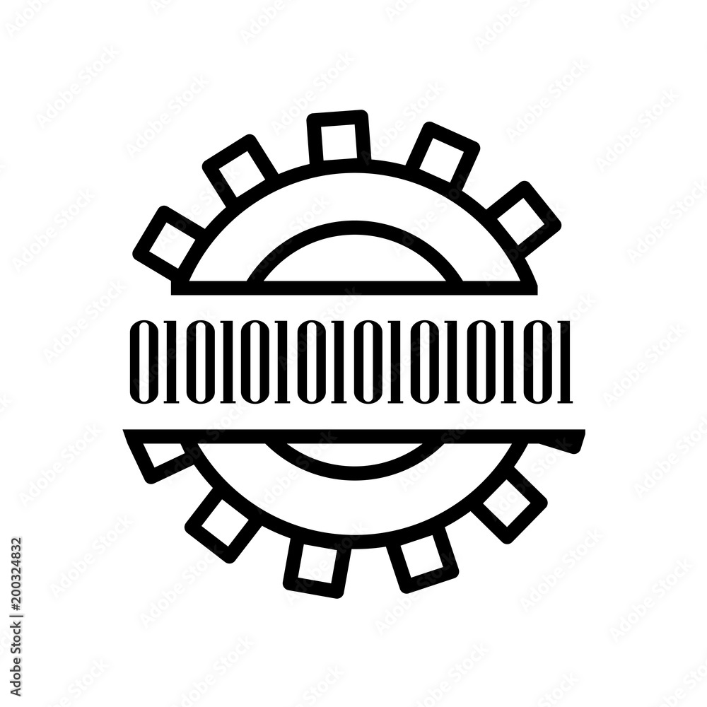 Poster binary code icon isolated on white background