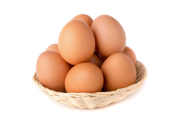Eggs in rattan basket