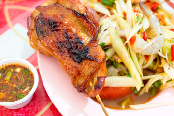 Roast chicken and Papaya salad