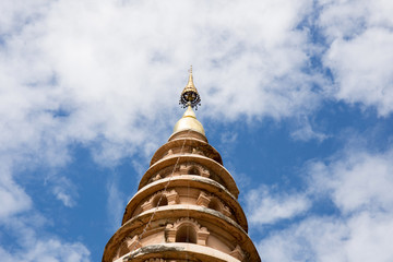 Wat Ram Poeng Pagoda with blue sky and clouds  in chiang mai, Thailand the Buddhist temple.