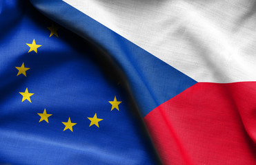Flags of Czech and european union